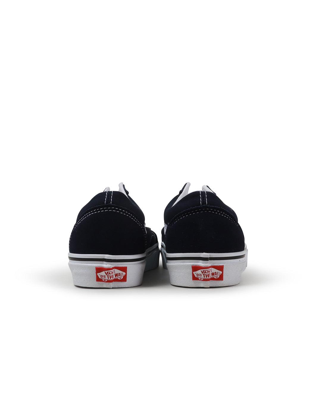 Men's Vans Old Skool sneakers in Parisian Night and white colorway, featuring classic skate shoe design and white laces.