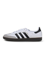 White and black Adidas Samba OG men's sneakers by Denim Exchange