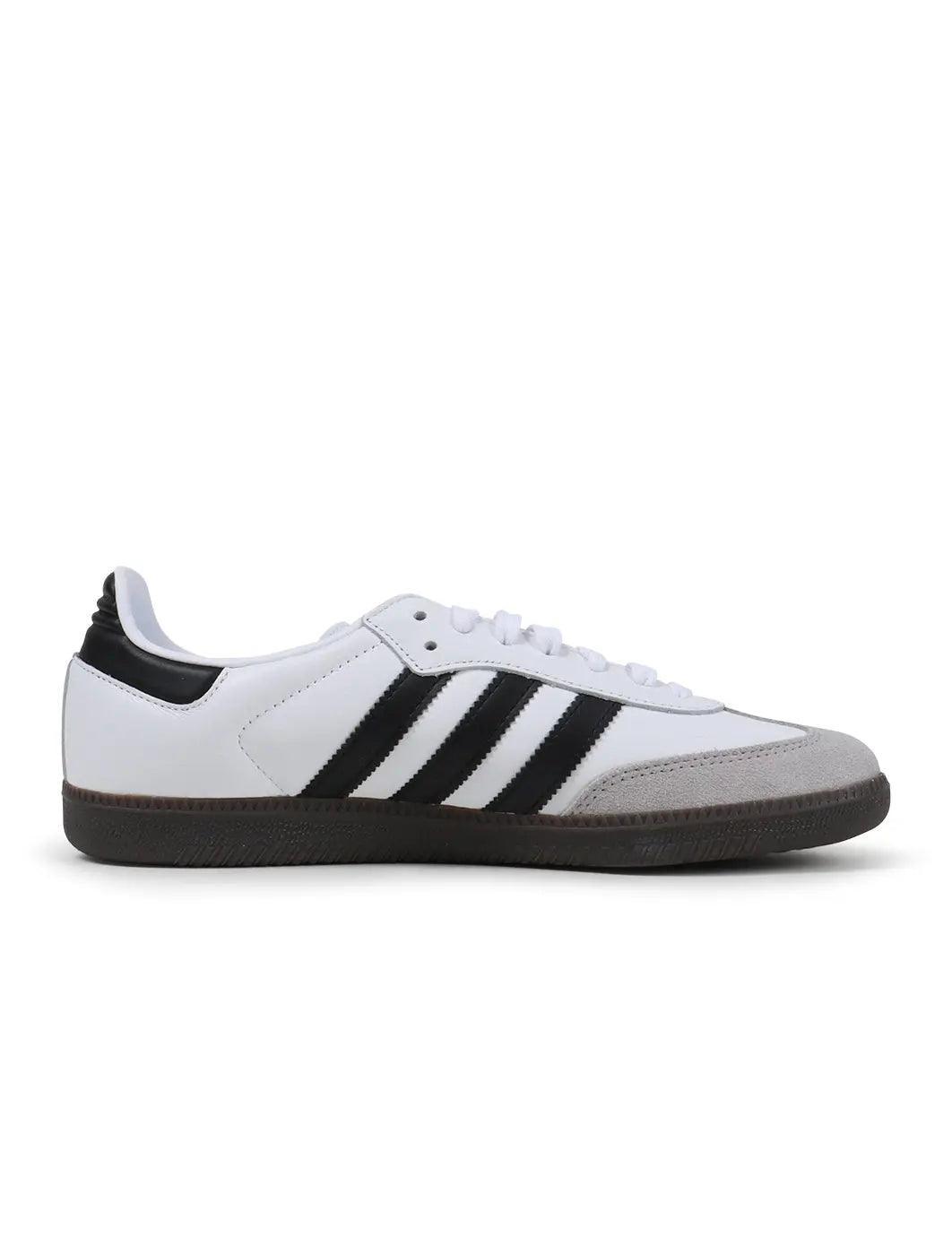 Adidas Samba OG men's footwear in white and black, featuring classic low-top sneaker design