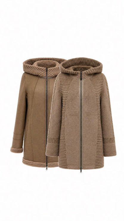 Reversible Faux Fur & Suede Jacket with Hood