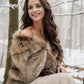 Brown Faux Fur Shawl (Butterfly Brw03)