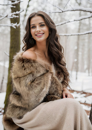 Brown Faux Fur Shawl (Butterfly Brw03)