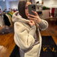 Claire Eco-Fur Bio-Down Fill Jacket in Taupe Grey