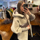Claire Eco-Fur Bio-Down Fill Jacket in Taupe Grey