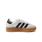 White Adidas Big Kids Samba XLG grade school sneakers with classic design and Adidas branding, shown on clean background.
