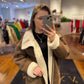 Genuine Shearling Lamb Leather Jacket in Cognac