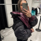 Reversible Hooded Bio-Down Jacket in Burgundy/Black