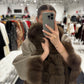 Luxury Double-Face Wool Poncho with Genuine Polar Fox