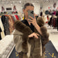 Luxury Double-Face Wool Poncho with Genuine Polar Fox