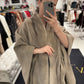 Luxury Double-Face Wool Poncho with Scandinavian Mink Fur