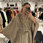 Luxury Double-Face Wool Poncho with Scandinavian Mink Fur