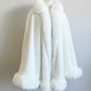Super Warm Ivory White Faux Fur Cape (SJuliet Wht01)