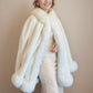 Super Warm Ivory White Faux Fur Cape (SJuliet Wht01)