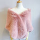 Pink Bridal Fur Shawl with Fleece Lining (Butterfly 07)
