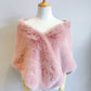 Pink Bridal Fur Shawl with Fleece Lining (Butterfly 07)