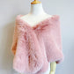 Pink Bridal Fur Shawl with Fleece Lining (Butterfly 07)