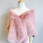 Pink Bridal Fur Shawl with Fleece Lining (Butterfly 07)