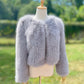 Grey Faux Fur Bridal Jacket (Anna Gry07)