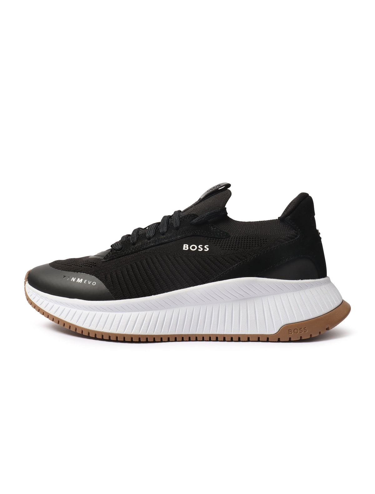 Black Hugo Boss TTNM EVO men's shoes, stylish and sleek footwear with a modern design, displayed on a clean background.