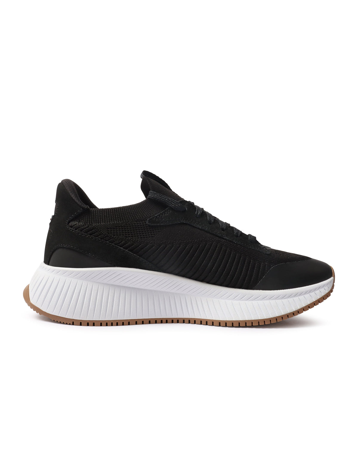 Black Hugo Boss TTNM EVO men's shoes with sleek design, featuring stylish black leather uppers and modern footwear details.