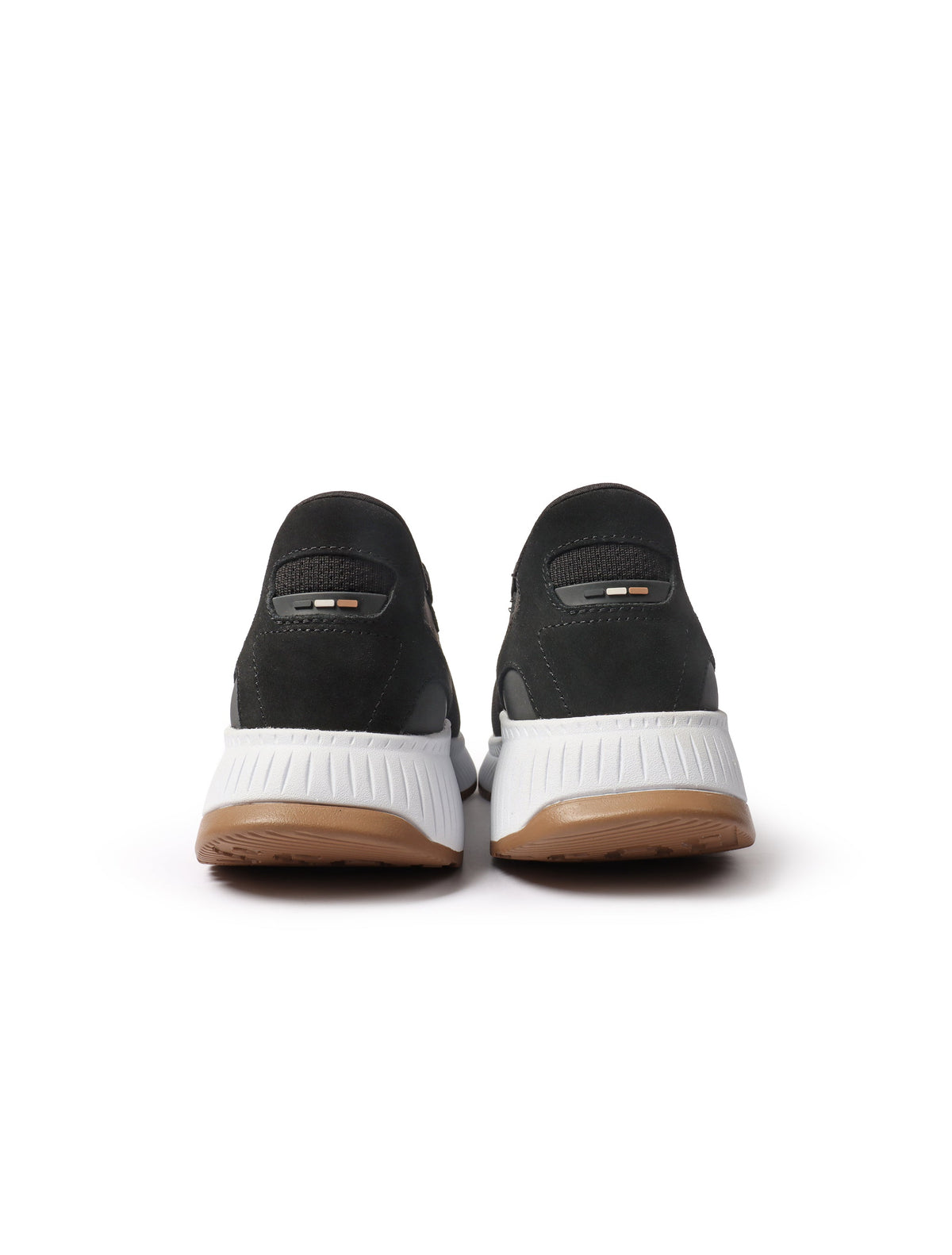Black Hugo Boss TTNM EVO men's shoes with sleek design, displayed on a white background.