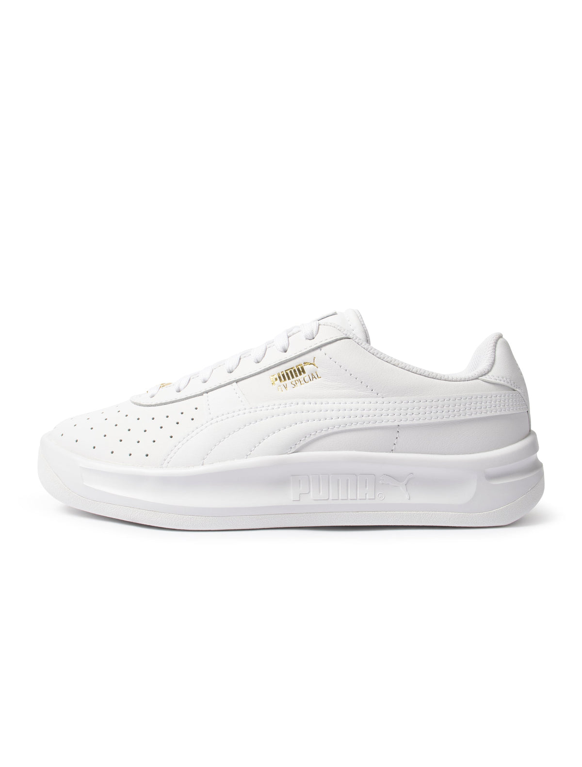 Puma Suede GV Special men's sneaker in white with gold accents by Denim Exchange