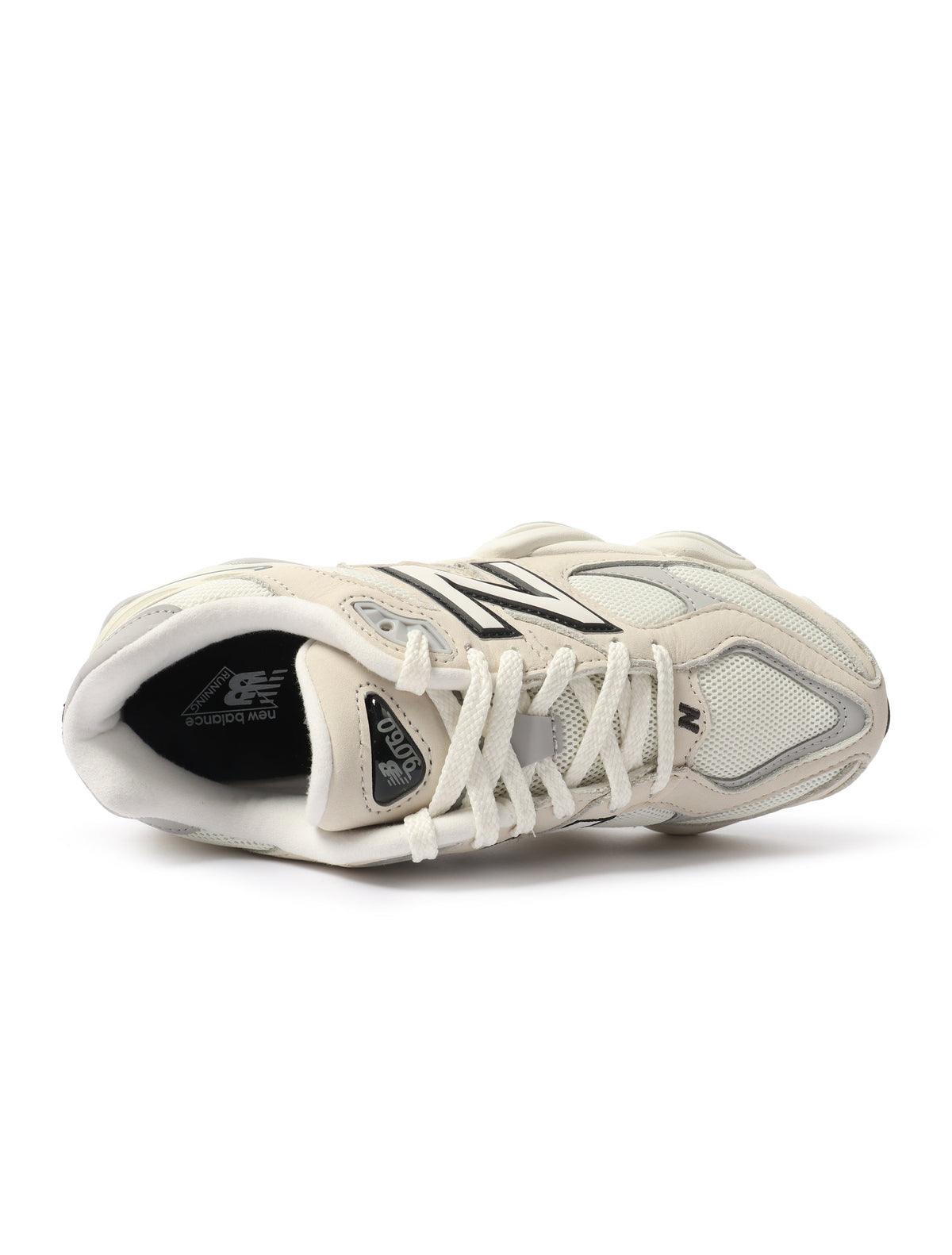 White and grey New Balance 9060 men's lifestyle shoes, showcasing stylish footwear with a modern design and comfortable fit.