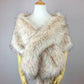 Blush with Black Tips Bridal Faux Fur Shawl (Lilian Blu02)