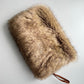 Brown Faux Fur Muff with phone pocket and handle