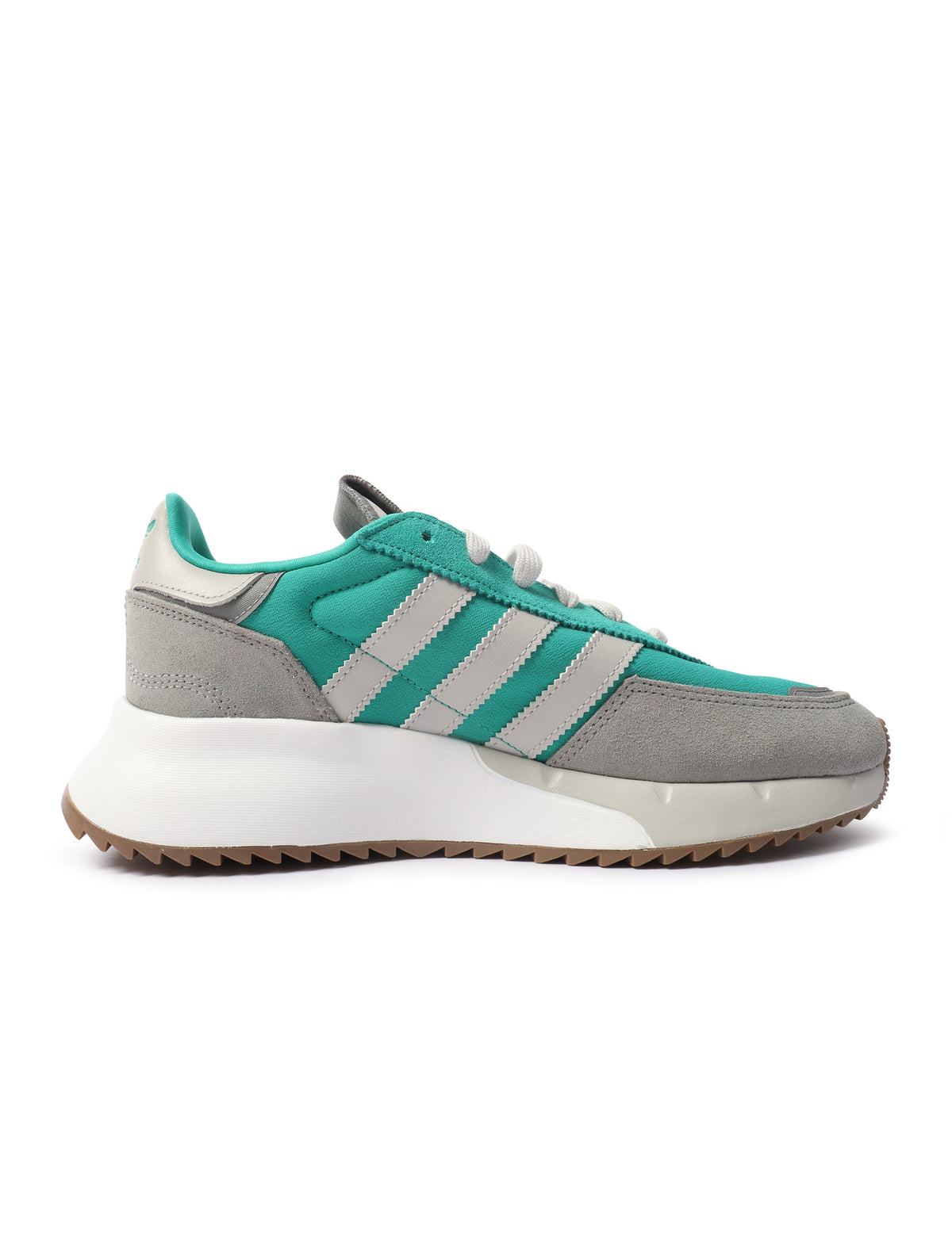 Green Adidas men's Retropy F2 sneakers featuring a sleek design and athletic style, displayed on a plain background.