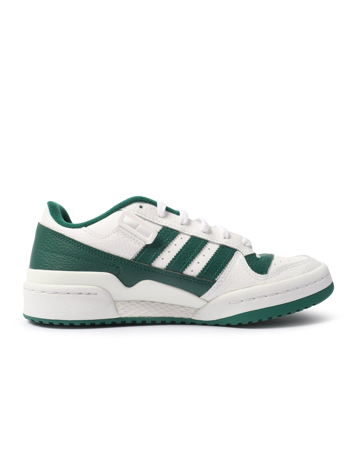 Men's Adidas Forum 84 Low sneakers in white and green, stylish footwear with classic design and green accents.