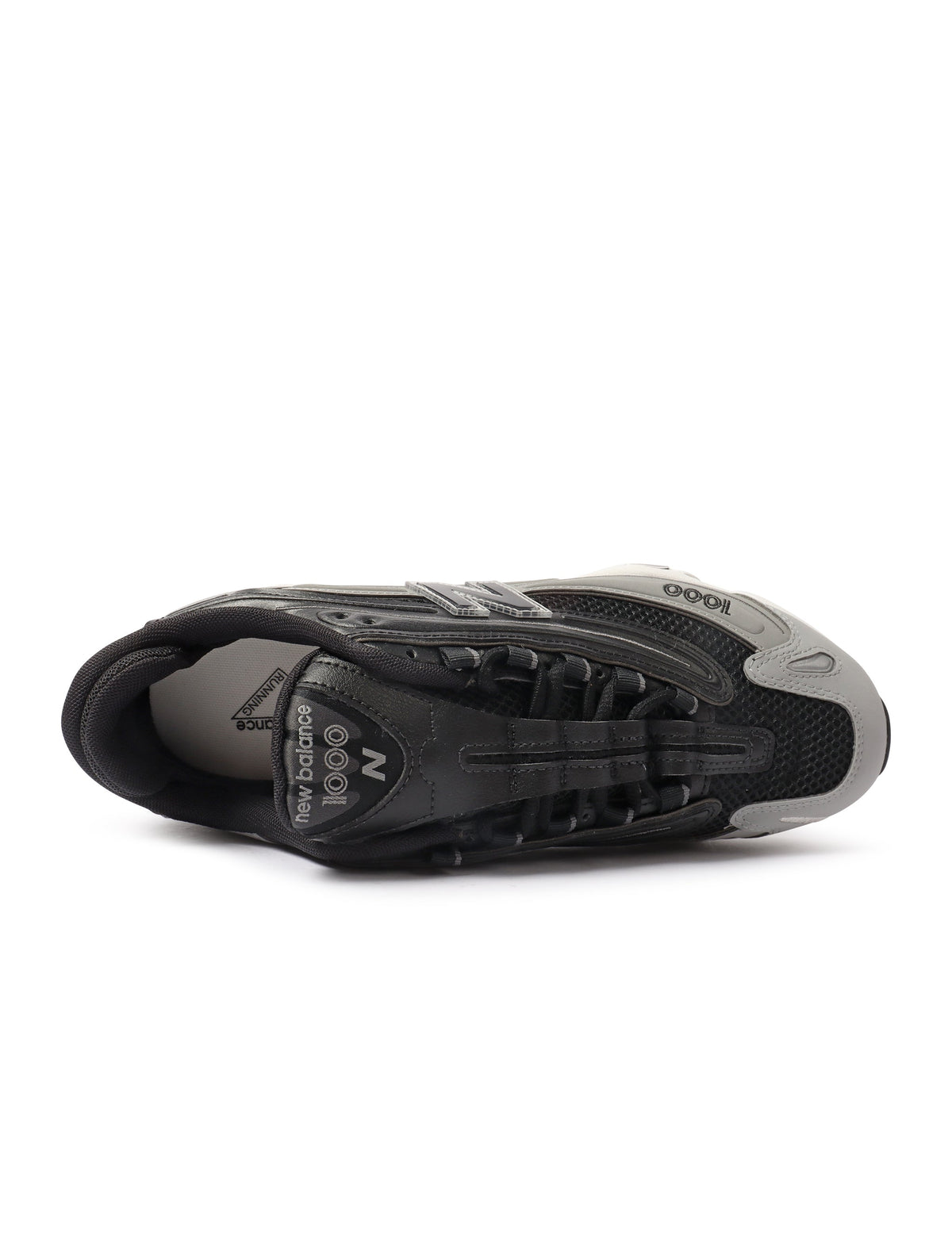 Black and grey New Balance men's 1000N shoes with supportive athletic design, displayed on a plain background.