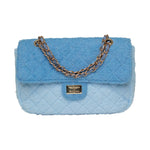 BEACH HAUS Small Shoreline Flap in two-tone blue, compact flap bag shown against a plain background