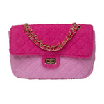 BEACH HAUS Small Shoreline Flap in two-tone pink, compact flap bag shown from the front