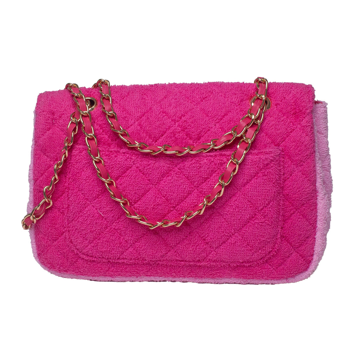 BEACH HAUS Small Shoreline Flap in two-tone pink, compact flap bag shown front view