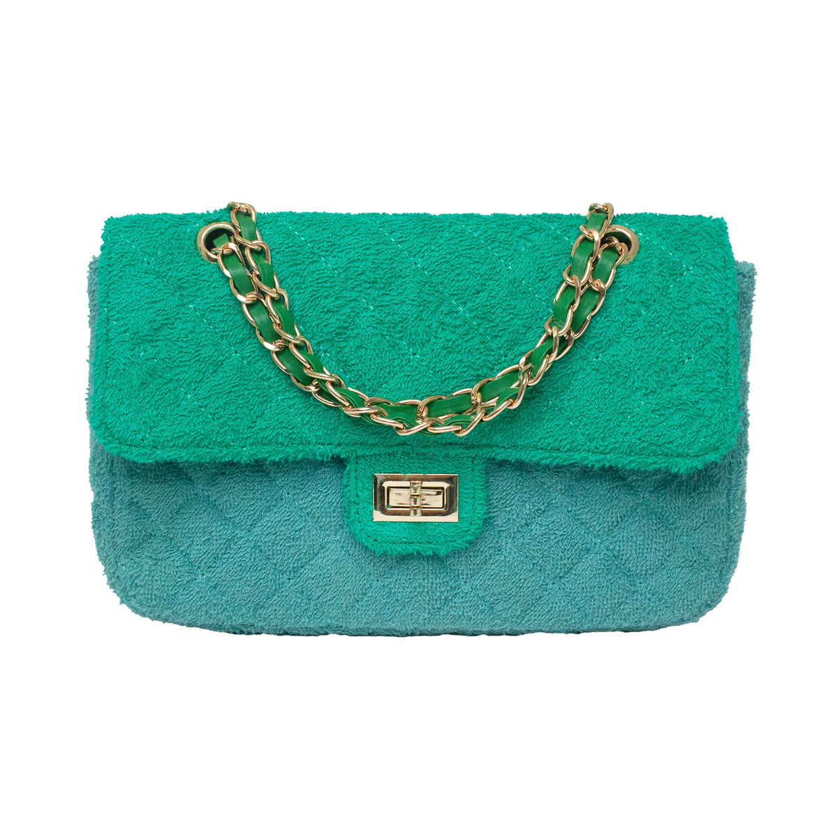 BEACH HAUS Small Shoreline Flap in two-tone green, front view