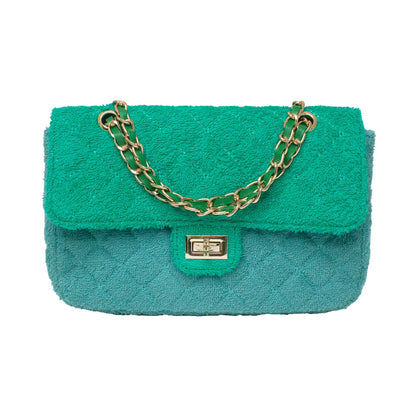 BEACH HAUS Small Shoreline Flap in two-tone green, front view