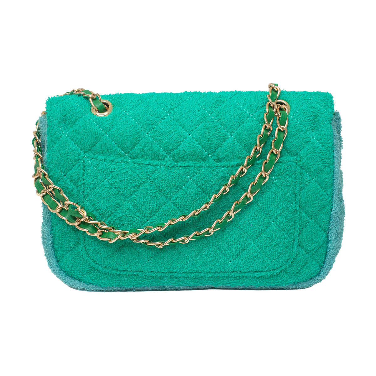 BEACH HAUS Small Shoreline Flap in two-tone green, compact rectangular bag with flap closure