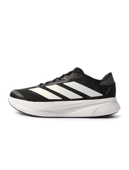 Black and white Adidas men's Duramo SL2 wide running shoes, stylish athletic footwear for men.