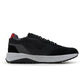 Black Hugo Boss Kane men's shoes on black footwear, showcasing sleek design and polished finish.