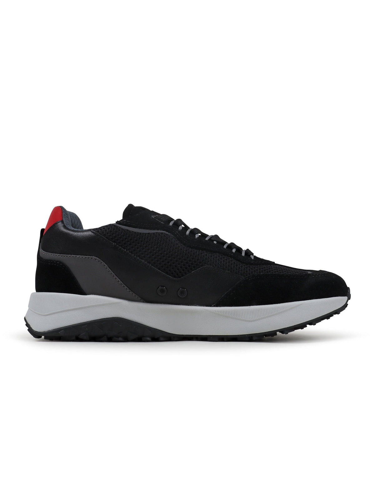 Black Hugo Boss Kane men's shoes on black footwear, showcasing sleek design and polished finish.