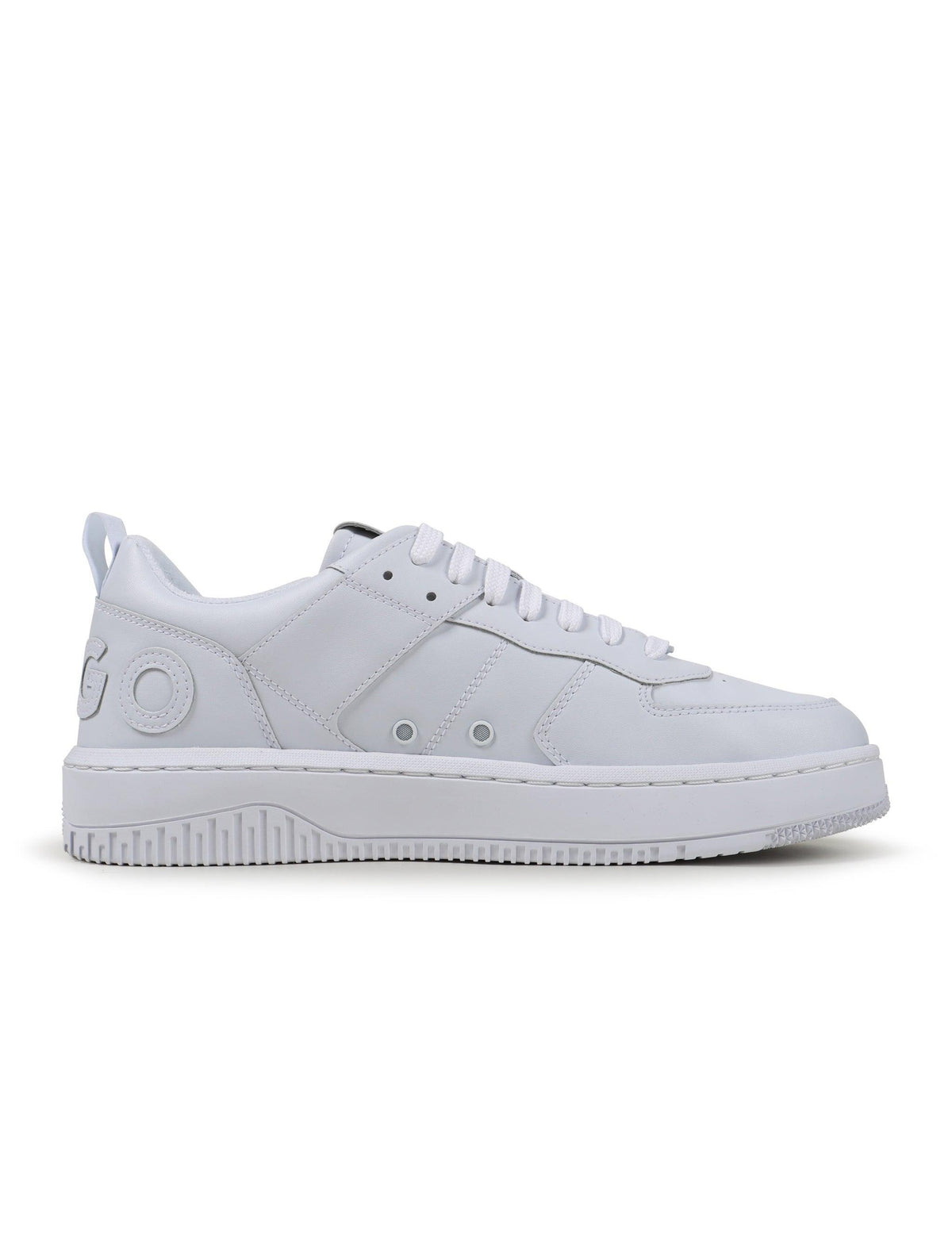 White Hugo Boss Kilian Tenn men's footwear shoes with sleek design, shown on a white background.