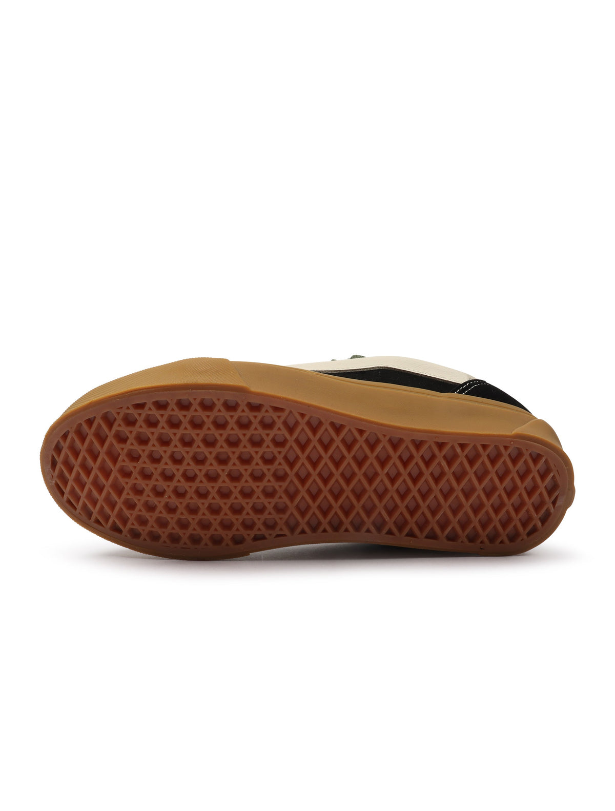 Men's Vans Knu School sneakers in black and green, casual footwear with a classic skate shoe style and Vans branding.