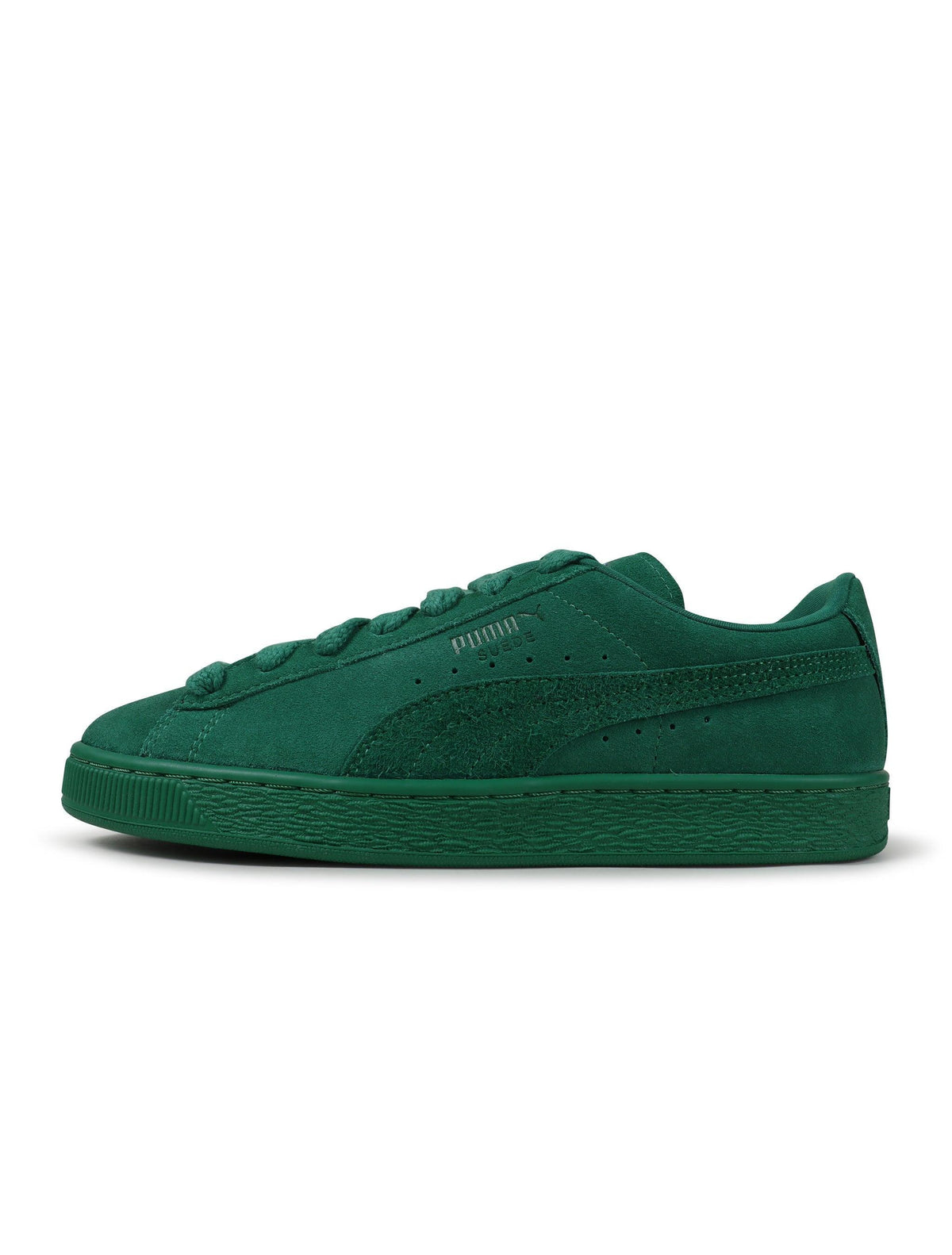 Green Puma Suede Love Marathon men's sneaker with white sole and stylish design, perfect for casual wear.