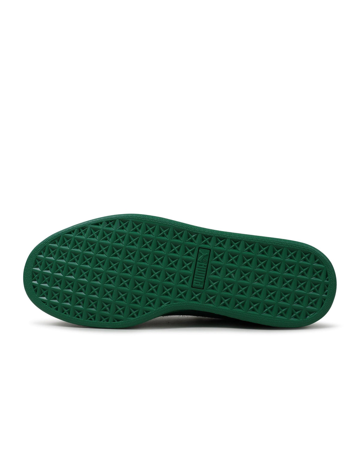 Green Puma Suede Love Marathon sneaker for men, stylish footwear with suede material and athletic design.