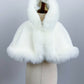 Ivory / White Faux Fur Flower Girl Cape Shawl Stole Coat (Amy Wht01)