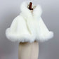 Ivory / White Faux Fur Flower girl Cape Shawl Stole Coat (Amy Wht01)