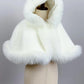 Ivory / White Faux Fur Flower Girl Cape Shawl Stole Coat (Amy Wht01)