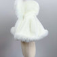 Ivory / White Faux Fur Flower Girl Cape Shawl Stole Coat (Amy Wht01)