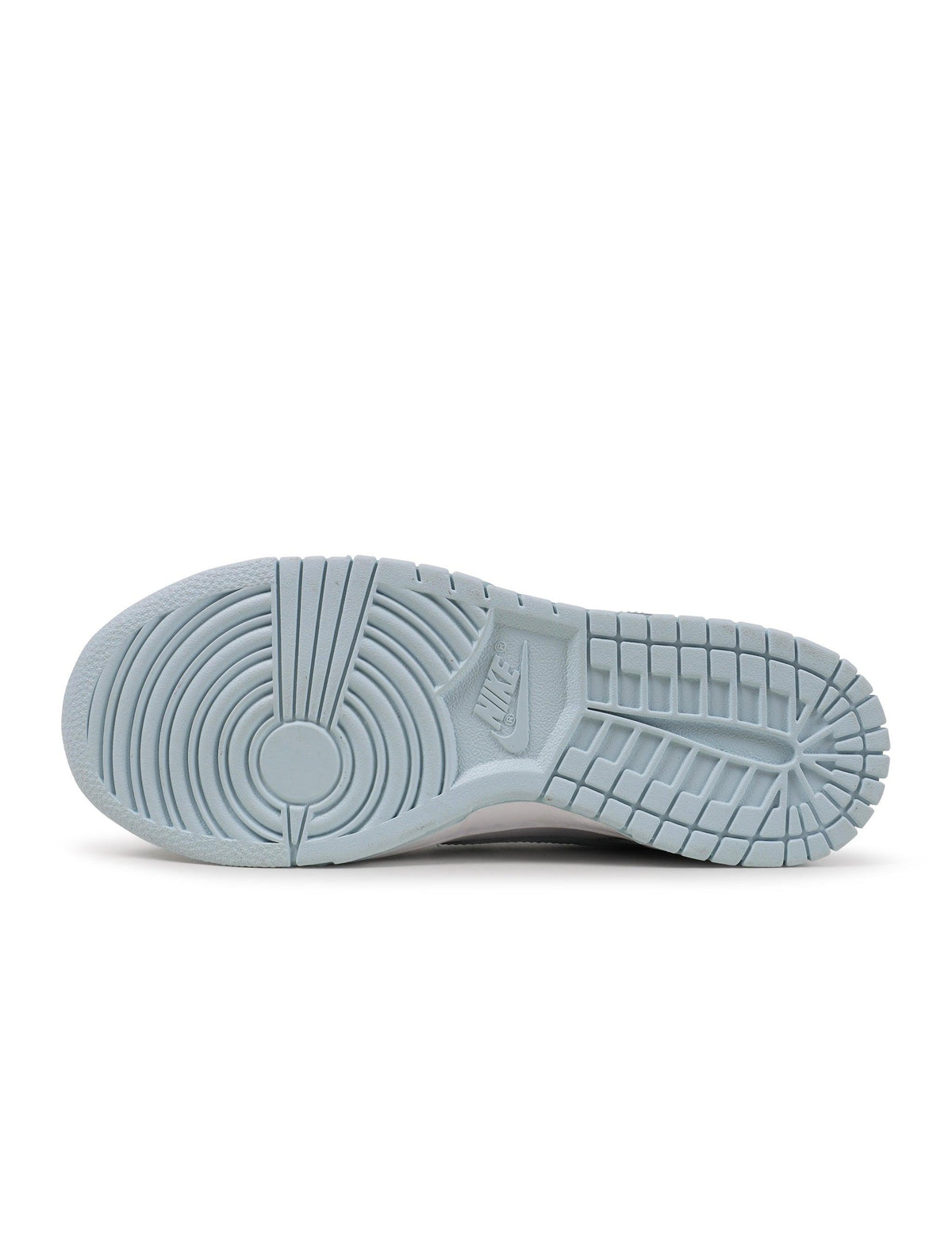 Men's Nike Dunk Low Retro sneakers in glacier blue and white, side view